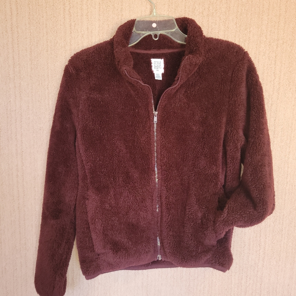 Wine colored zip up cozy sweatshirt